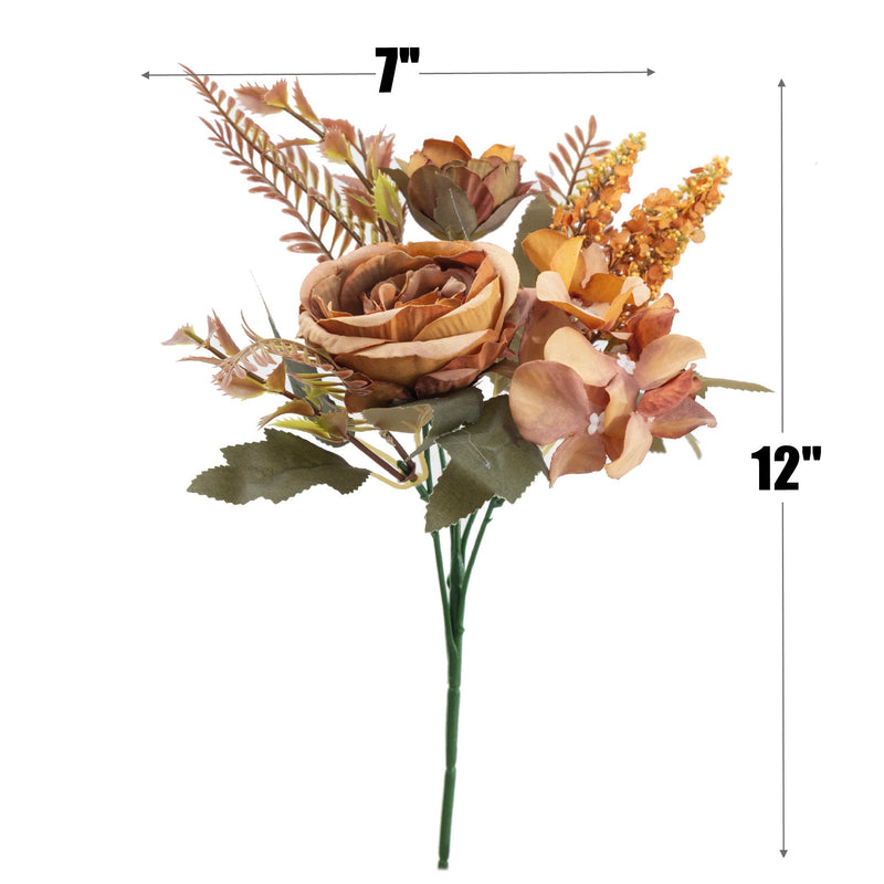 12 Inch Artificial Peony Bush Bouquet, 10 Pcs Small Silk Flowers for Autumn Winter Floral Arrangements