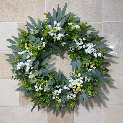 13-Inch Eucalyptus Leaf & Berry Wreath - All-Season Door & Wall Decor