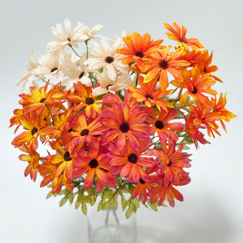13.7 Inch Artificial Daisy Bush Bouquet 10 Pcs Faux Silk Flowers Fall Autumn Home Decor