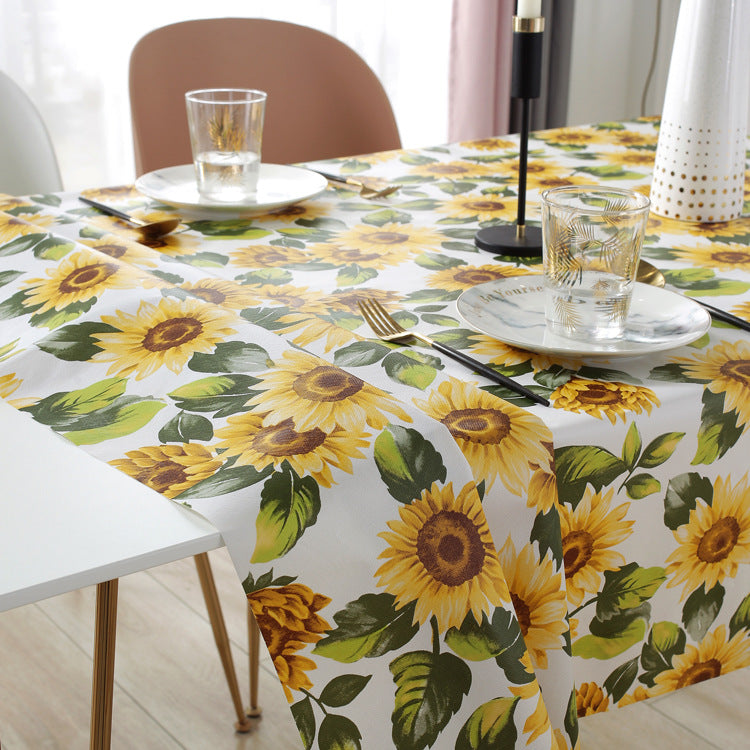 Bulk 2 Pcs Spring Tablecloths with Sunflower for Rectangle Tables Wholesale