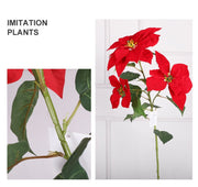 5 Sizes Bulk Artificial Velvet Poinsettia Stems Bushes Silk Christmas Flowers