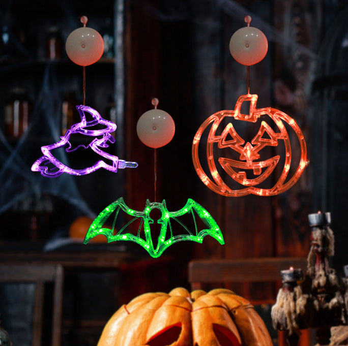 Bulk Halloween Decor LED Pumpkin String Lights with Suction Cups Spooky Ghost Lanterns and Spider Web Hanging Lights Wholesale