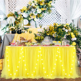 Bulk 3 Pcs Lace Ribbon LED Table Skirt Suitable for Wedding Parties Family Gatherings Night Parties Table Decorations Wholesale