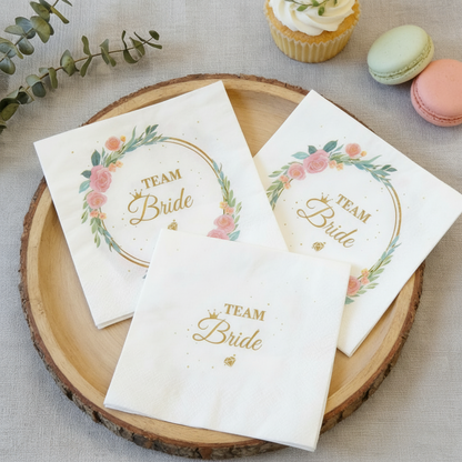Bridal Shower Bride Floral Disposable Napkins - Wedding & Bachelorette Party Decor (20 Count)