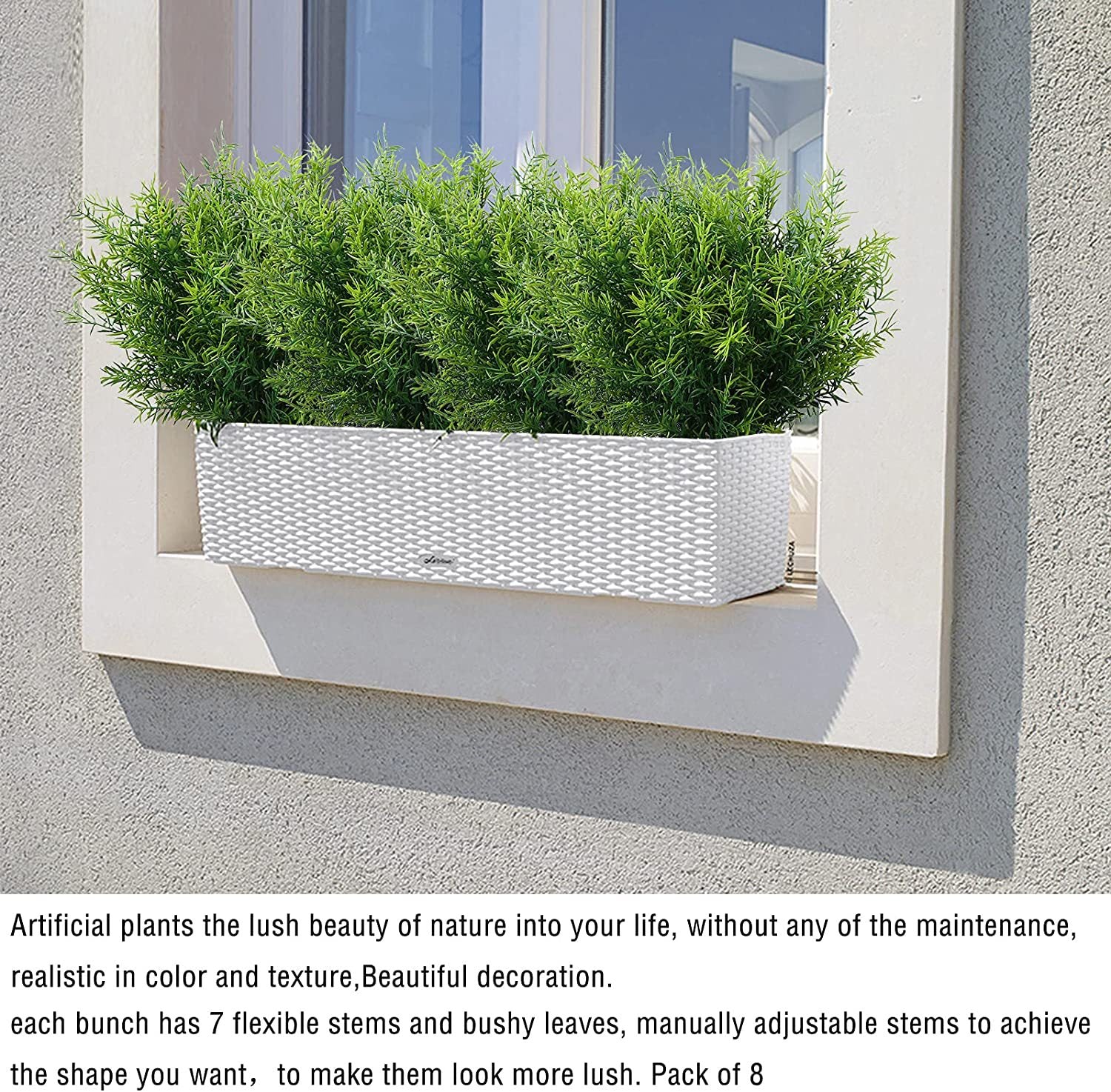 14.5" Artificial Greenery Faux Plants Bundle, 8 Pcs  Snapdragons for Home Decor, Indoor Outdoor Floral Arrangements