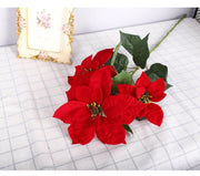 5 Sizes Bulk Artificial Velvet Poinsettia Stems Bushes Silk Christmas Flowers