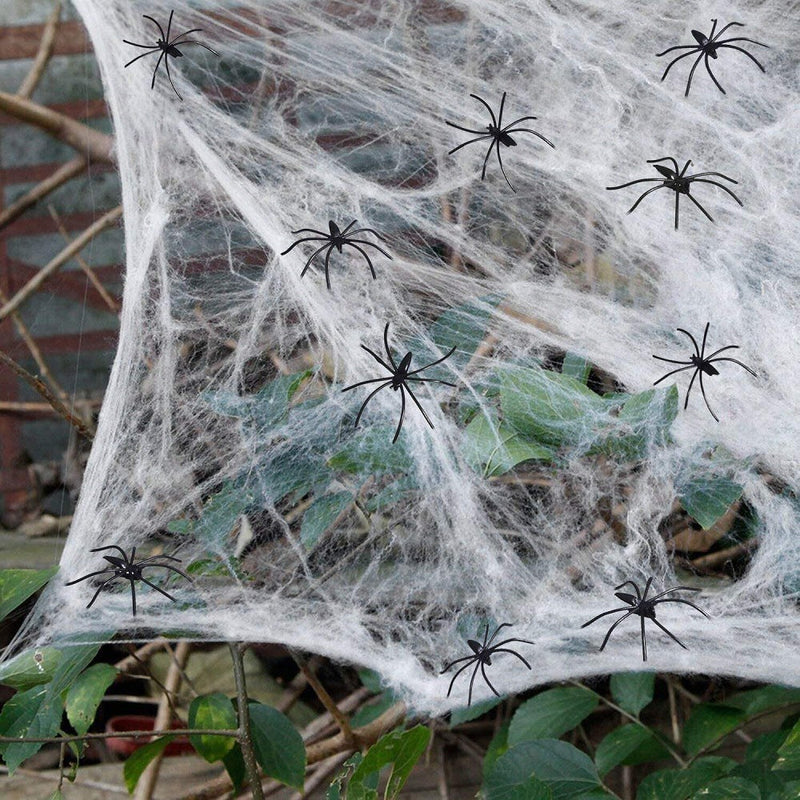1500 Sqft Halloween Spider Web Decorations with 250 Artificial Spiders Bulk Set
