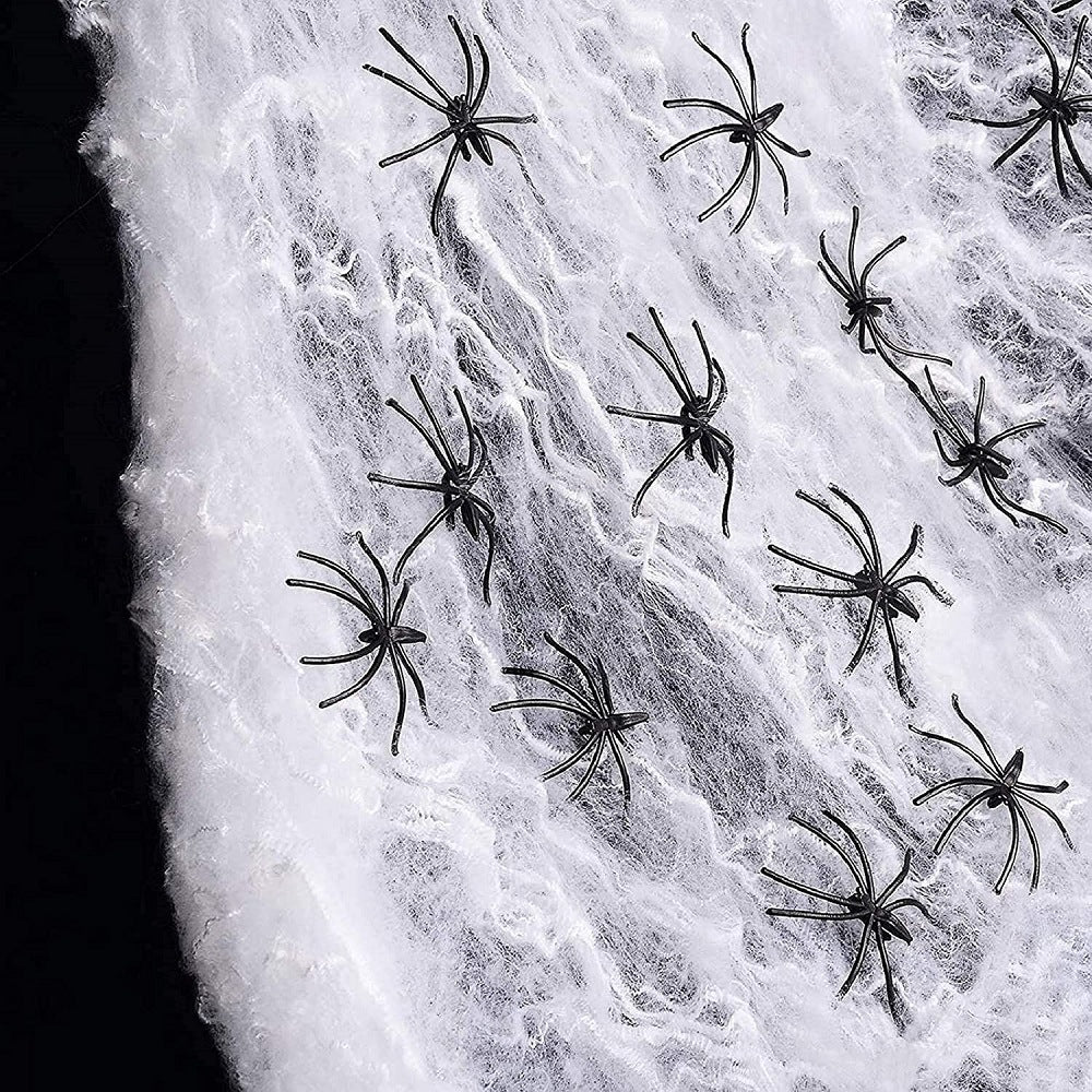 1500 Sqft Halloween Spider Web Decorations with 250 Artificial Spiders Bulk Set