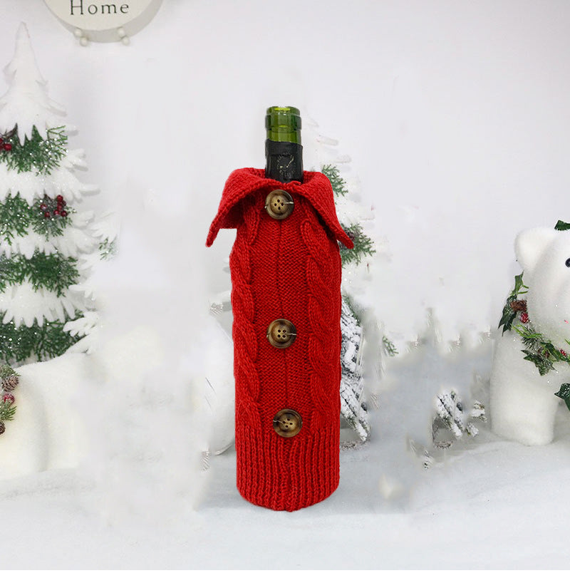 Christmas Knitted Wine Bottle Cover - Festive Home Decor for Holiday Settings Craft Gift