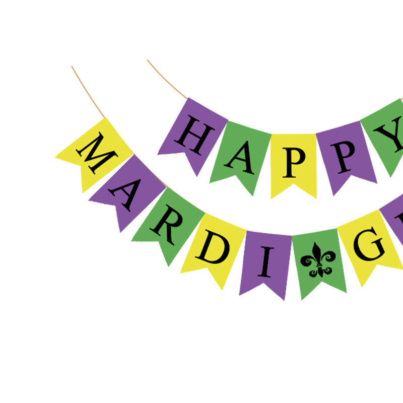 Bulk 10 Pcs HAPPY MARDI GRAS Banner for Masquerade Party Decorations Supplies Wholesale