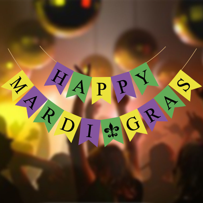 Bulk 10 Pcs HAPPY MARDI GRAS Banner for Masquerade Party Decorations Supplies Wholesale