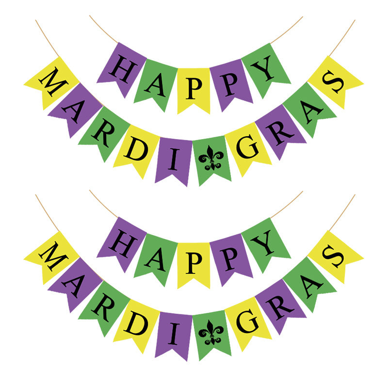 Bulk 10 Pcs HAPPY MARDI GRAS Banner for Masquerade Party Decorations Supplies Wholesale