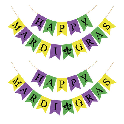 Bulk 10 Pcs HAPPY MARDI GRAS Banner for Masquerade Party Decorations Supplies Wholesale