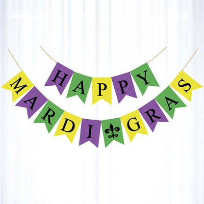 Bulk 10 Pcs HAPPY MARDI GRAS Banner for Masquerade Party Decorations Supplies Wholesale
