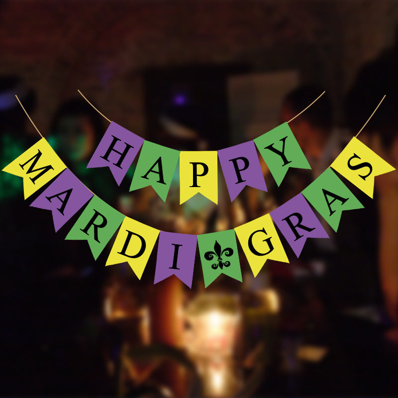Bulk 10 Pcs HAPPY MARDI GRAS Banner for Masquerade Party Decorations Supplies Wholesale