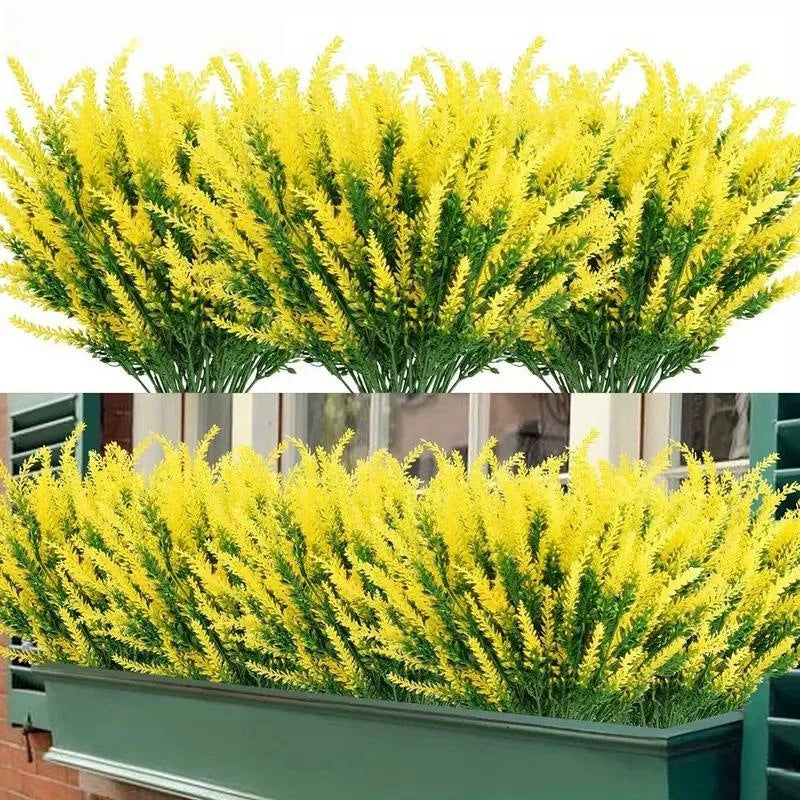 Premium Artificial Lavender Plants 12 Pack UV Resistant Faux Greenery with Rustproof Stems for Indoor Wedding & Outdoor Home Decor