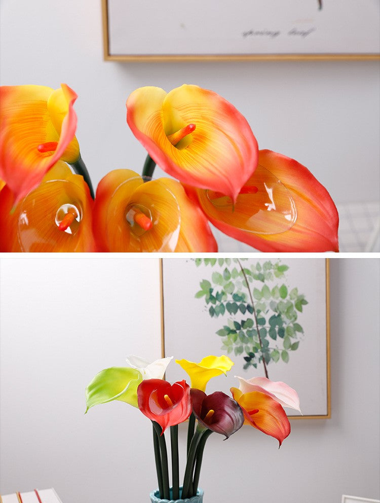 12 Inch 12 Pcs Artificial Real Touch Calla Lily Bouquet – Lifelike Silk Floral Arrangement for Wedding and Home Decor