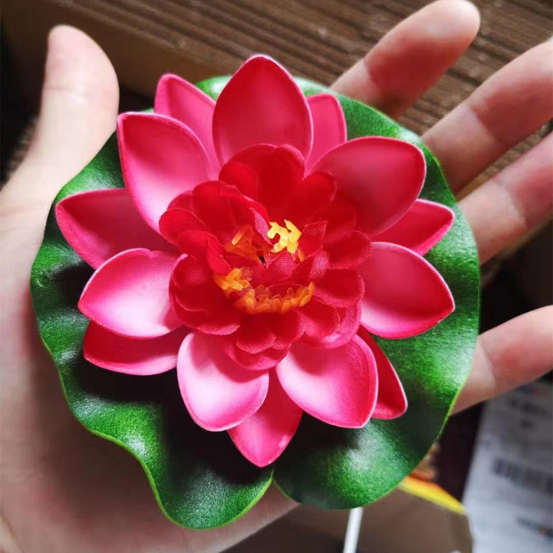 14 Pcs Artificial Floating Lotus Flowers with Water Lily Pads, Bulk Silk Floral Decor