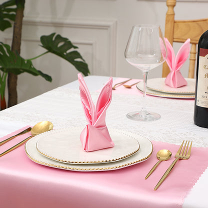 Bulk 2 pcs Satin Hollow Lace Napkins Restaurant Wedding Party Dinner Decoration Wholesale