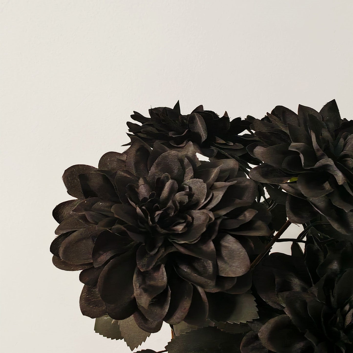 14 Inch Artificial Black Dahlia Flower Bush 10 Pcs Silk Halloween Decoration