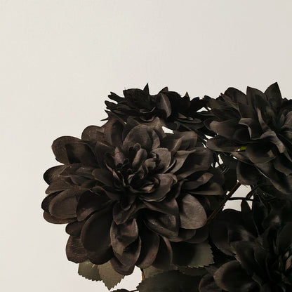 14 Inch Artificial Black Dahlia Flower Bush 10 Pcs Silk Halloween Decoration