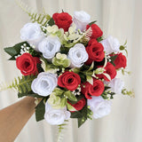 15-Inch Memorial Artificial Rose Bouquet – Tombstone Grave Decoration (With Grave Stake)