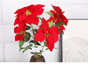 5 Sizes Bulk Artificial Velvet Poinsettia Stems Bushes Silk Christmas Flowers