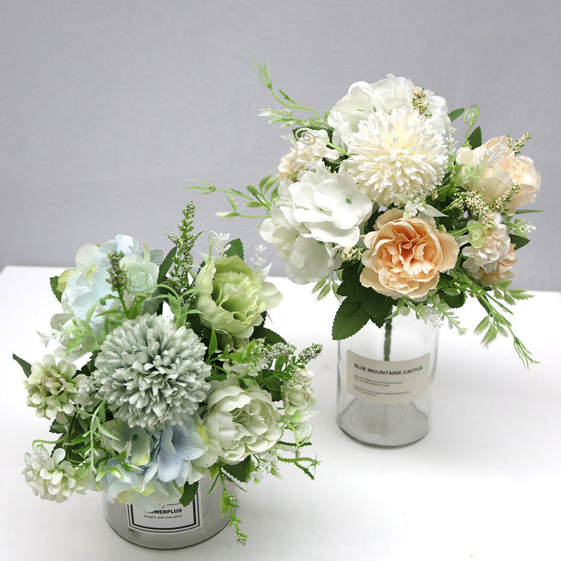 12 Inch Artificial Silk Peony and Hydrangea Flowers Bouquet, Bulk Wholesale, Mixed Colors