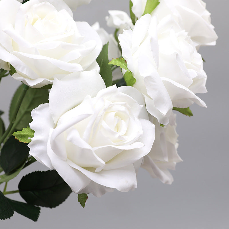 17 Inch Faux Silk Rose Bush Bouquet, Bulk Wholesale Artificial Roses, Multiple Stems