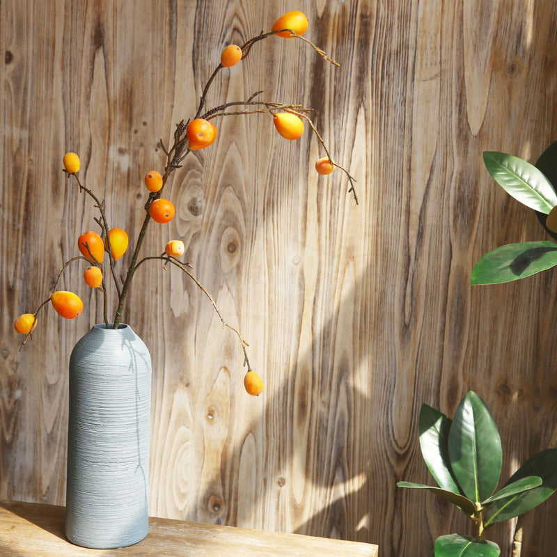 Artificial Loquat Fruit Branch, Single Stem with 16 Blooms, 39" Long, Realistic Plastic Faux Floral for Home Decor, Events, and Commercial Spaces