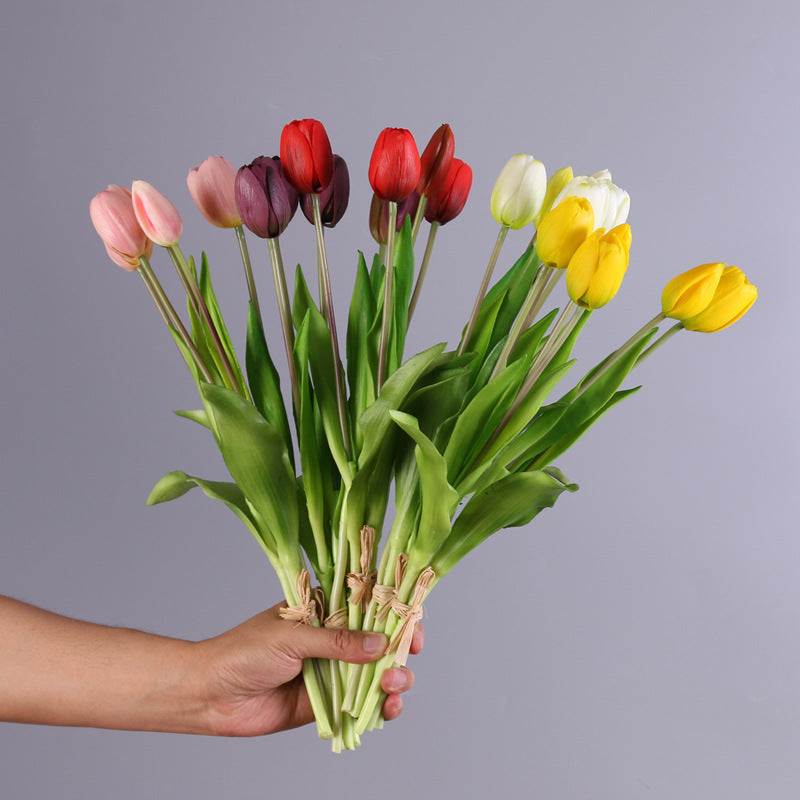 15 Inch Real Touch Tulip Stems Bundle 10 Pcs Artificial Silk Flowers