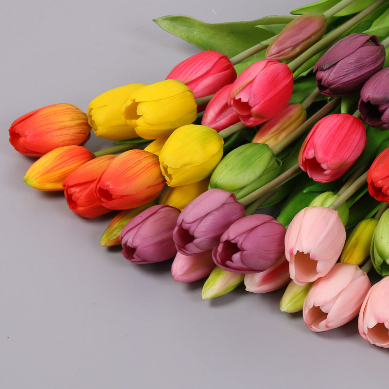 15 Inch Real Touch Tulip Stems Bundle 10 Pcs Artificial Silk Flowers