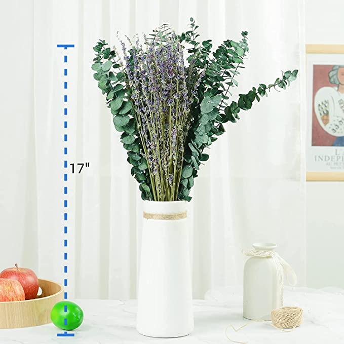 15 Pcs 17 Inch Dried Preserved Eucalyptus Stems with Lavender Flowers Bundles Artificial Floral Arrangement