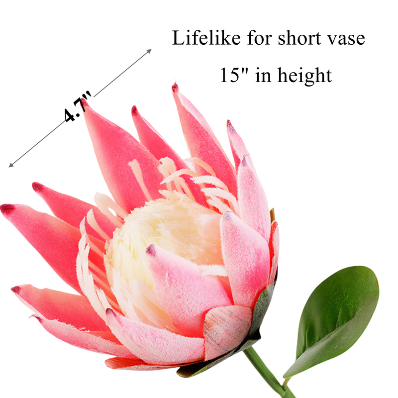 12 Inch Artificial Protea Stems, 12 Pcs Bulk, 15" Long Silk Flowers for 9" Vase Wedding Table Arrangements