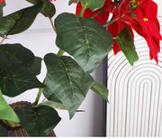 5 Sizes Bulk Artificial Velvet Poinsettia Stems Bushes Silk Christmas Flowers