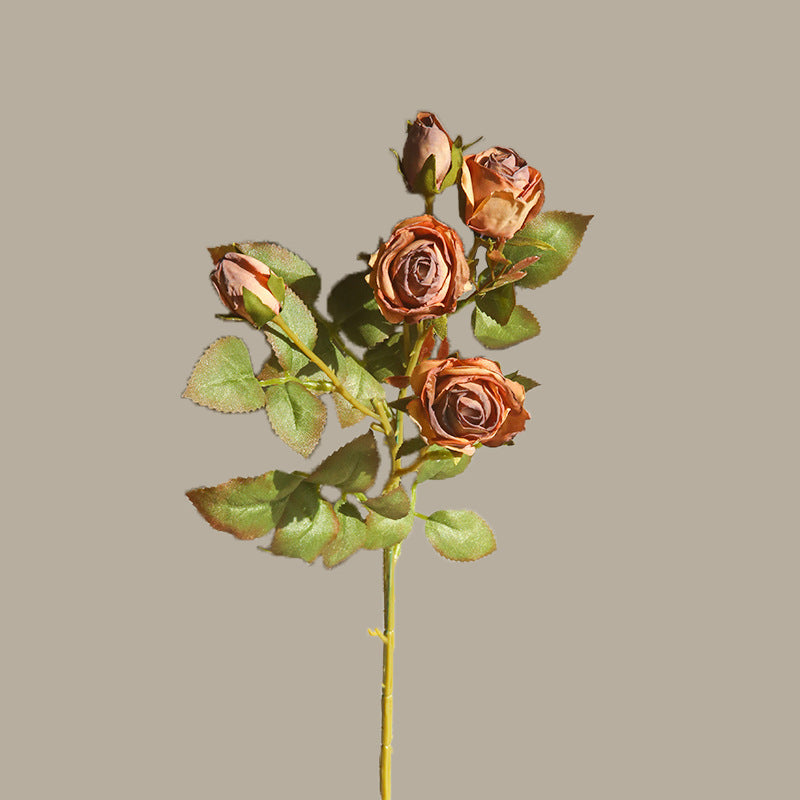 16 Inch Burnt Orange Silk Rose Stems, 10 Pcs Artificial Flowers Bulk Wholesale