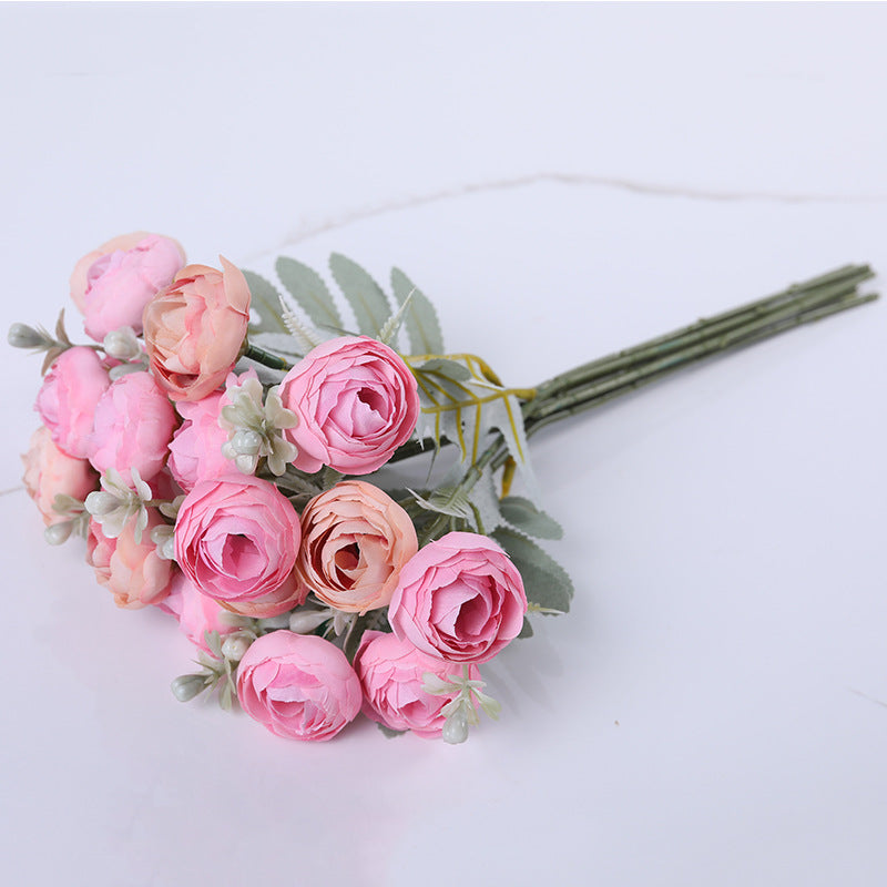 12" Artificial Silk Peonies Bush, Small Vase Size, Bulk Arrangement Flowers, 1 Bush
