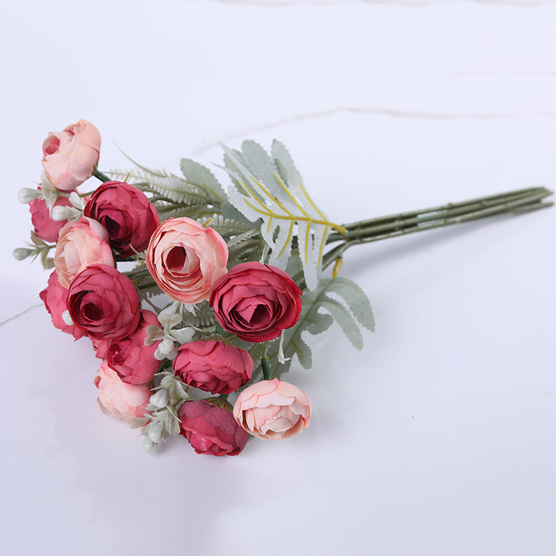 12" Artificial Silk Peonies Bush, Small Vase Size, Bulk Arrangement Flowers, 1 Bush