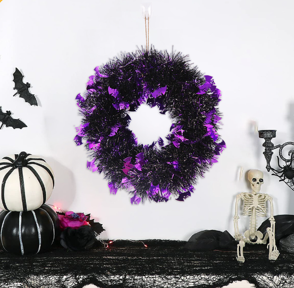 Artificial Rattan Vine Wreath with Pumpkin Skull Ghost Design for Halloween Party Decor