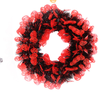 Artificial Rattan Vine Wreath with Pumpkin Skull Ghost Design for Halloween Party Decor