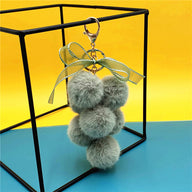 Wedding Favors Grape Keychains - 2 Pack Mink-Like Plush Fur with Bow Multi-Color Options