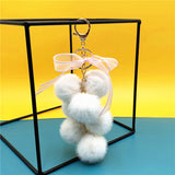 Wedding Favors Grape Keychains - 2 Pack Mink-Like Plush Fur with Bow Multi-Color Options