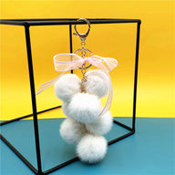 Wedding Favors Grape Keychains - 2 Pack Mink-Like Plush Fur with Bow Multi-Color Options