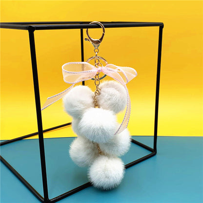 Wedding Favors Grape Keychains - 2 Pack Mink-Like Plush Fur with Bow Multi-Color Options