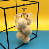 Wedding Favors Grape Keychains - 2 Pack Mink-Like Plush Fur with Bow Multi-Color Options