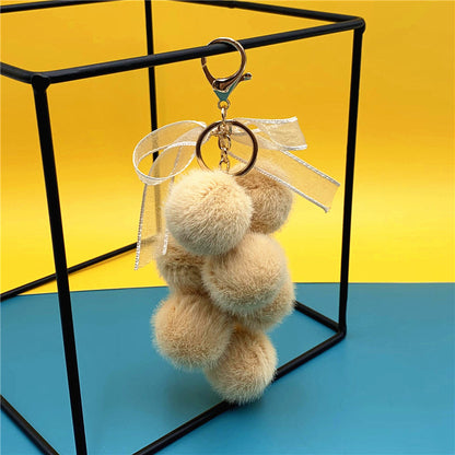 Wedding Favors Grape Keychains - 2 Pack Mink-Like Plush Fur with Bow Multi-Color Options