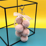 Wedding Favors Grape Keychains - 2 Pack Mink-Like Plush Fur with Bow Multi-Color Options