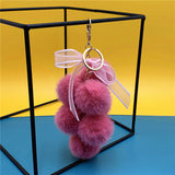 Wedding Favors Grape Keychains - 2 Pack Mink-Like Plush Fur with Bow Multi-Color Options