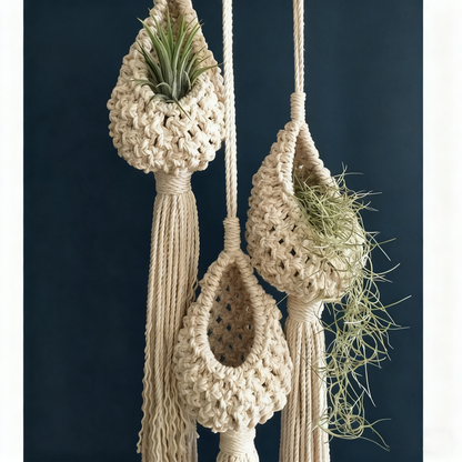 Bohemian Handwoven Air Plant Holder - Nordic Boho Wall Hanging | Ins Style Macramé Pouch