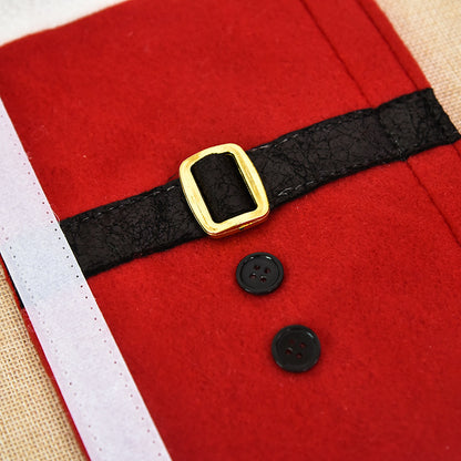 Christmas Santa Belt Handle Covers 3-Piece Set - Fleece Fridge Door & Microwave Decor